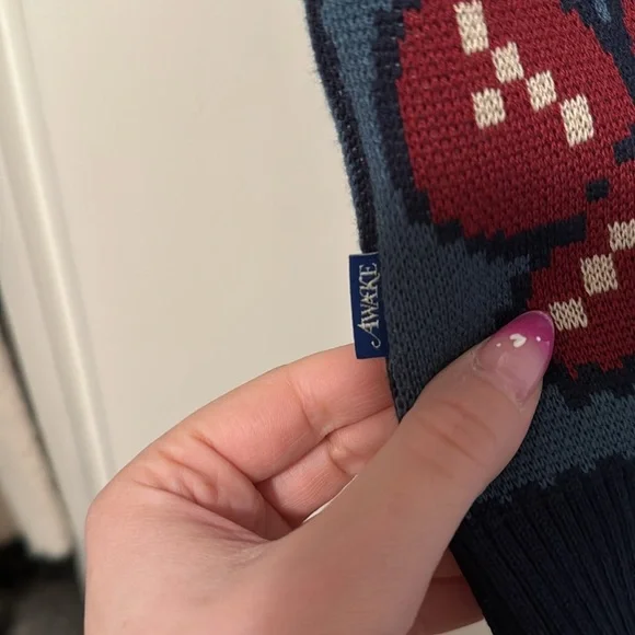 AWAKE Men's Sweater Vest - Blue and Red Butterfly Design - Picture 4 of 4